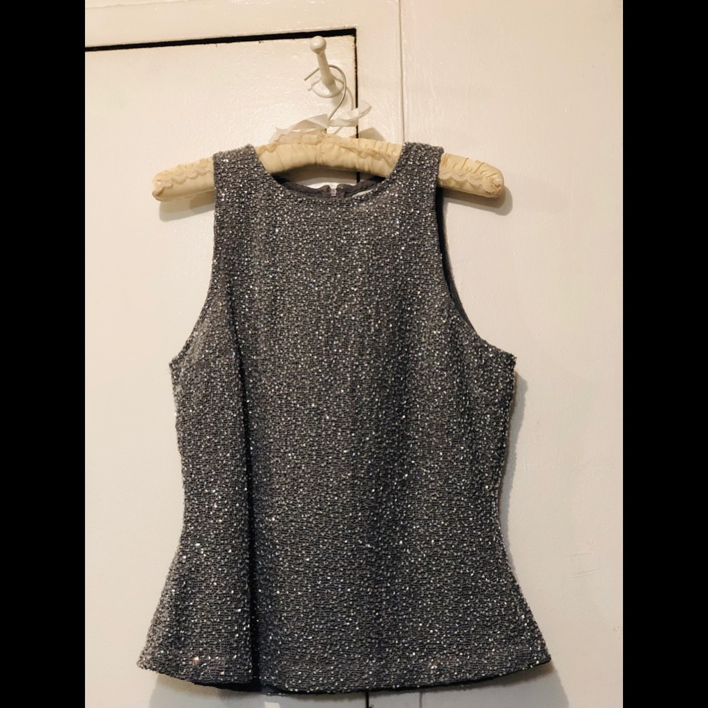 Papell Boutique Evening Gray Sequined Tank
